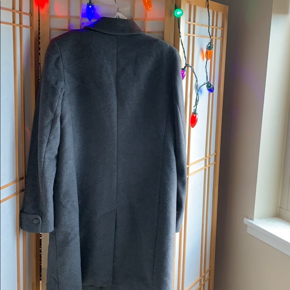 Gray Wool Button Down Overcoat Peacoat Coat - Picture 6 of 6